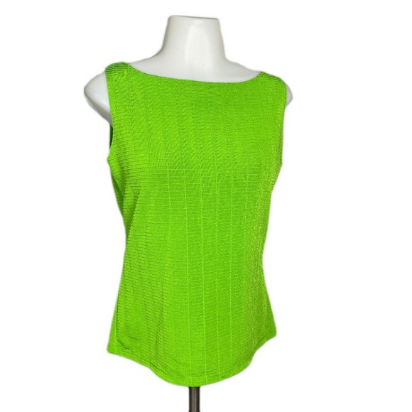 Vintage French Atmosphere Lime Green Sleeveless Sh - Picture 1 of 7
